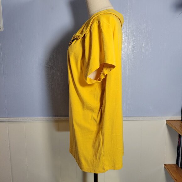 Rafaella 2X Goldenrod Yellow Metal Looped Dressy Shortsleeve Blouse - Picture 6 of 10